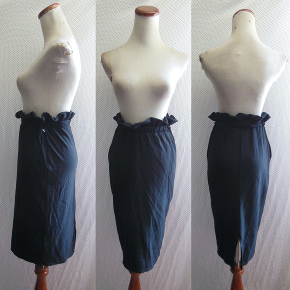 NEW KATIE MAY Black Knit RUFFLE WAIST Always Trending PENCIL Pocket SKIRT S - Picture 2 of 16